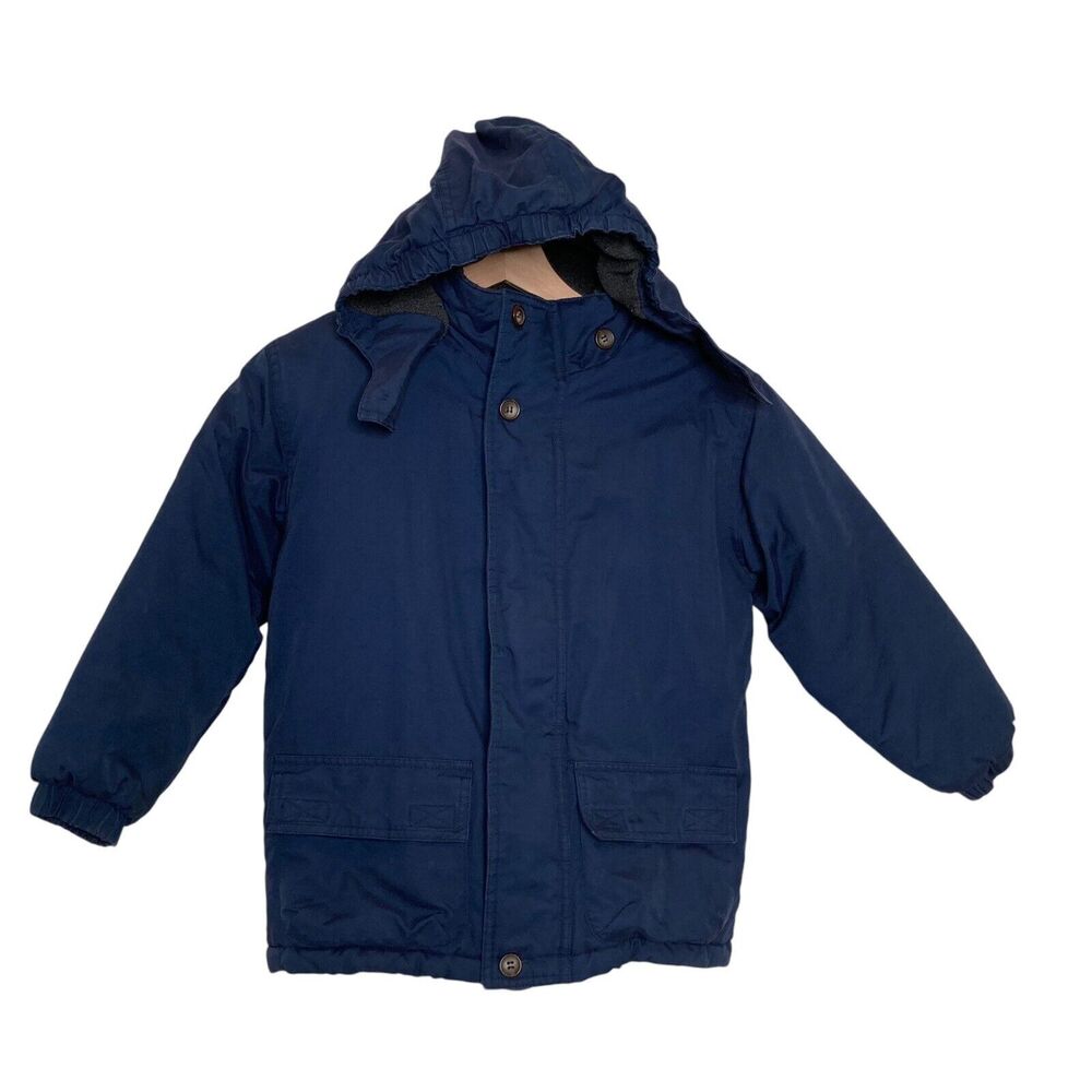 Talbots Vintage Kid’s S Thick Pea Coat Removable Hood Full Zip Quilted Lining